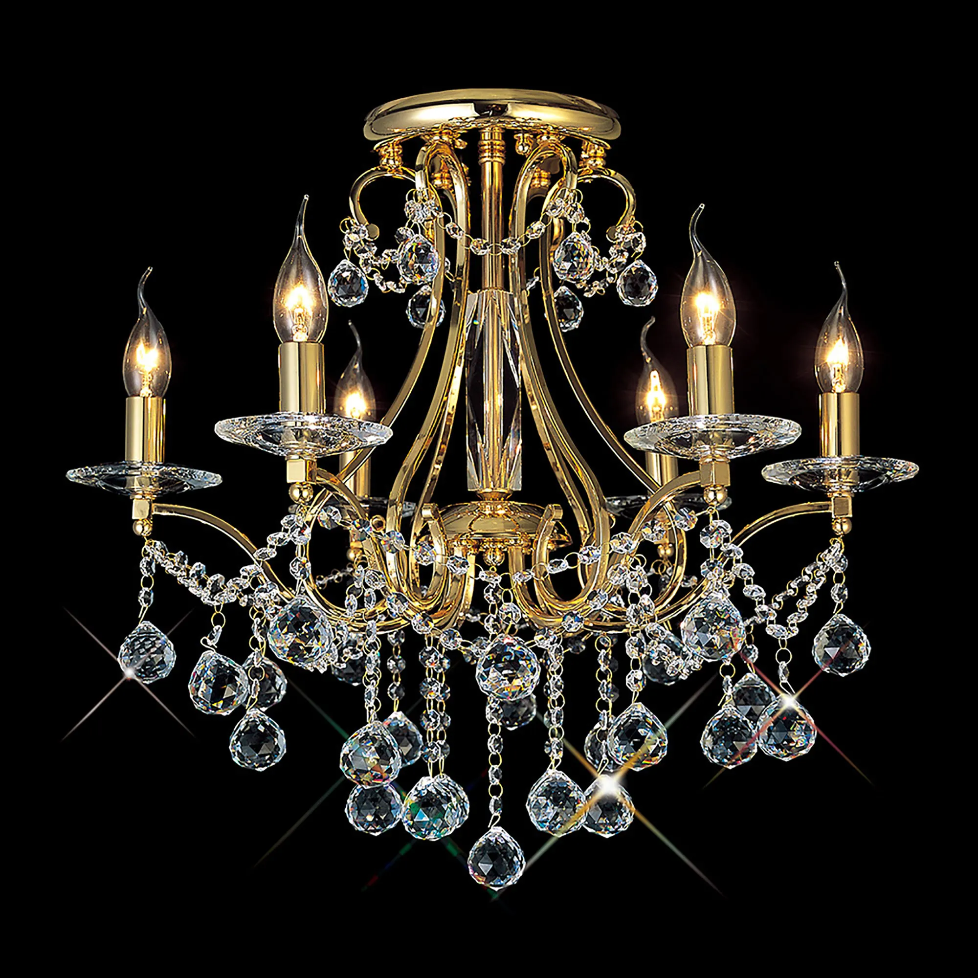 IL30216/BI  Bianco Crystal Chandelier 6 Light French Gold